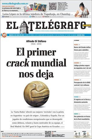 "El Primer Crack Mundial" Di Stefano. El Telégrafo.