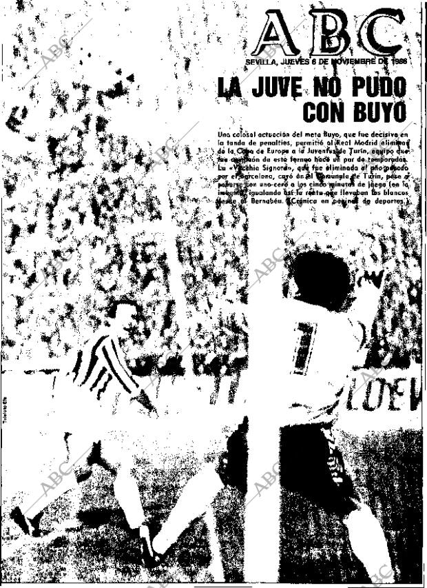 Portada ABC del 6 de Noviembre de 1986, "La Juve no pudo con Buyo"