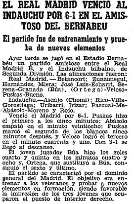 Amistoso Real Madrid Indauchu 19 de Enero 1967