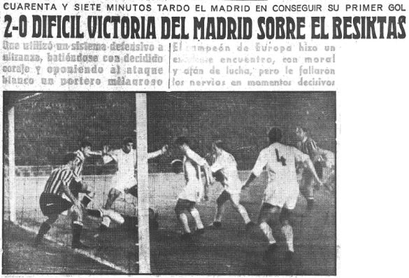 Difícil victoria del Madrid al Beşiktaş 2-0. Temporada 1958-1959